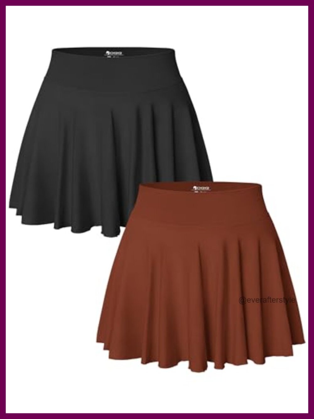 Women 2 Piece Flowy Flared Mini Skirt Set Stretchy Nylon Spandex